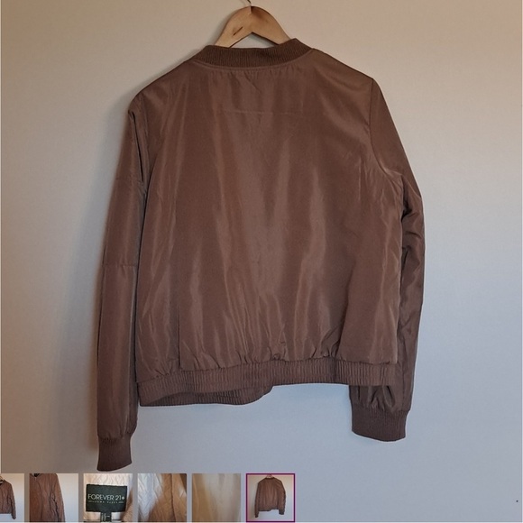 Forever 21 Light Brown Satin Bomber Jacket 2X - Picture 3 of 6